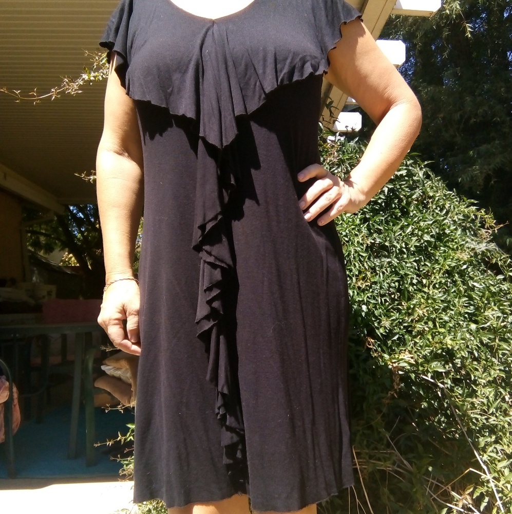 Mossimo Ruffled Vneck Knee-length Black Dress